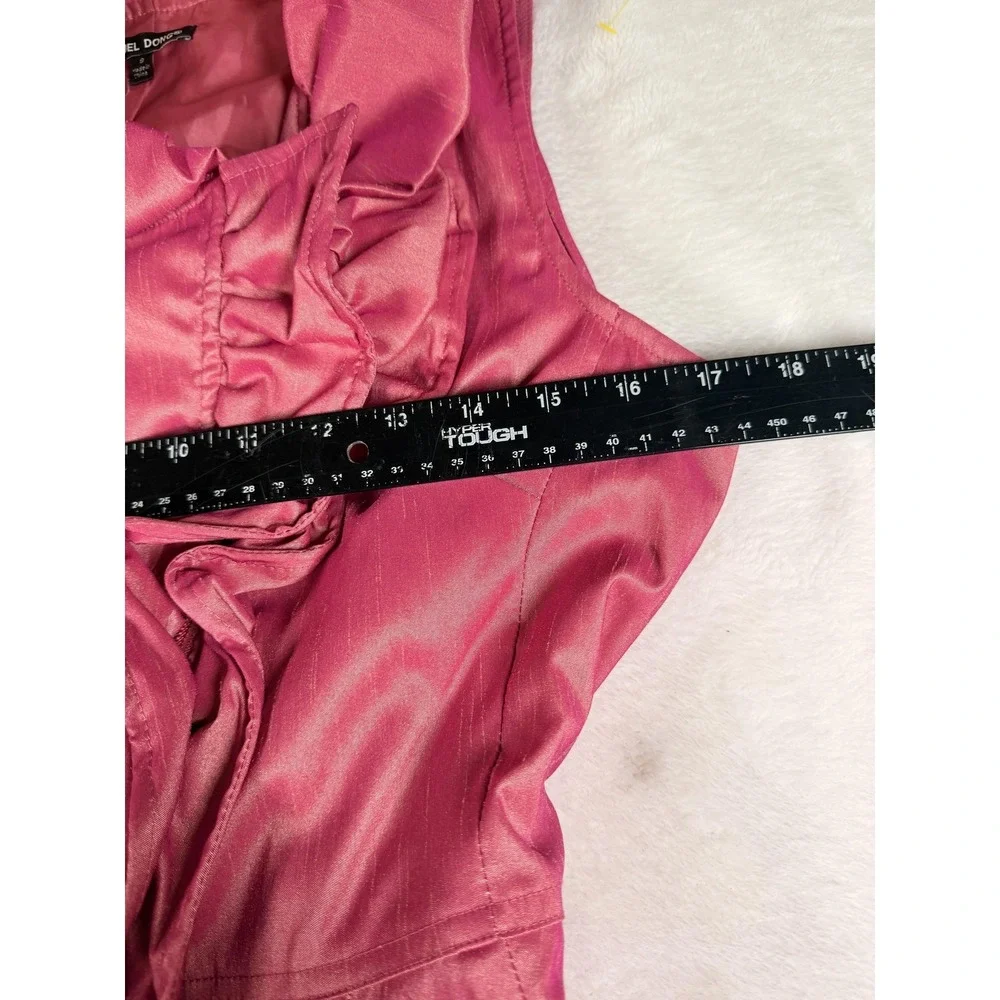 Samuel Dong Dress Womens S Pink Ruffle High Neck Bubble Hem Fit & Flare Party - Picture 12 of 14